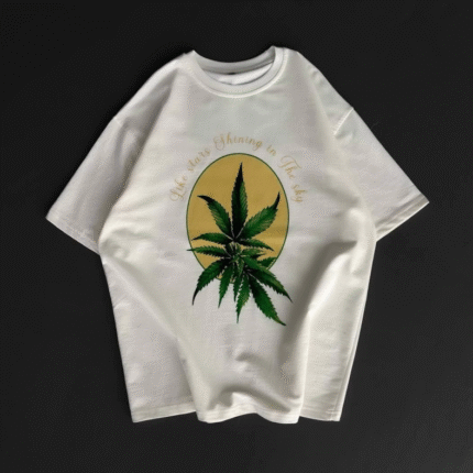 Ön Ve Arka Baskılı Oversize Bisiklet Yaka Tshirt Beyaz
