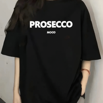 Baskılı Oversize Bisiklet Yaka Tshirt Siyah