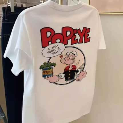 Baskılı Oversize Bisiklet Yaka Tshirt Beyaz