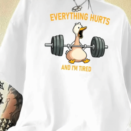 Baskılı Oversize Bisiklet Yaka Tshirt Beyaz