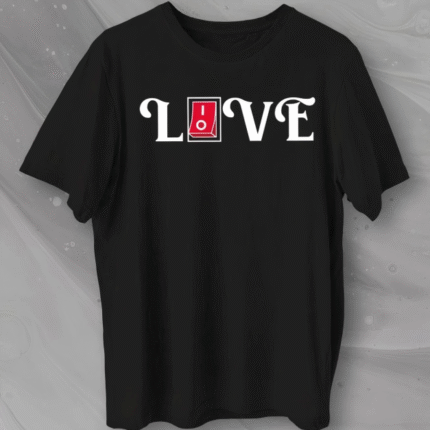 Sevgililer Günü İçin Özel Tasarım Love Baskılı Tshirt Siyah