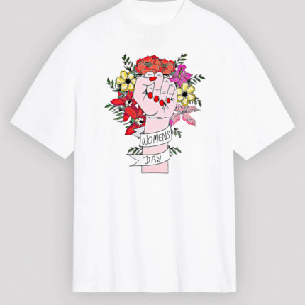 Mart Dünya Kadınlar Günü İçin Özel Baskılı Tshirt Beyaz