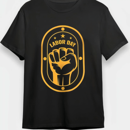 Mayıs Emekçilerimiz İçin Özel Tasarım LABOR DAY Baskılı Tshirt Siyah