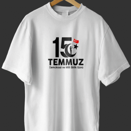 Temmuza Özel Tasarım Baskılı Tshirt Beyaz
