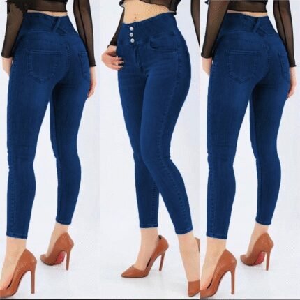 Yüksek Bel Likralı Jean Pantolon Cm