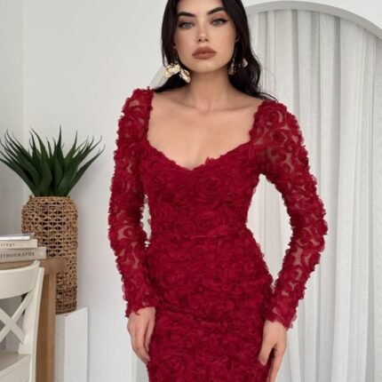 Folers Çiçek Desenli Elbise