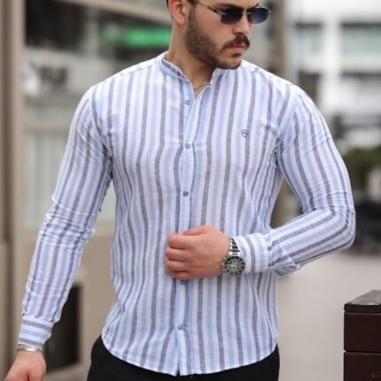 Erkek çizgili Hakim Yaka Gömlek