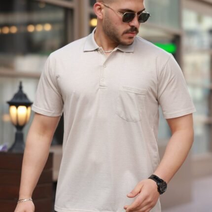 Erkek Yakalı Mini Jakarlı Kısa Kollu Tshirt