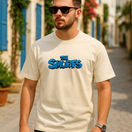 Ön Ve Arka Baskılı Oversize Bisiklet Yaka Tshirt Beyaz