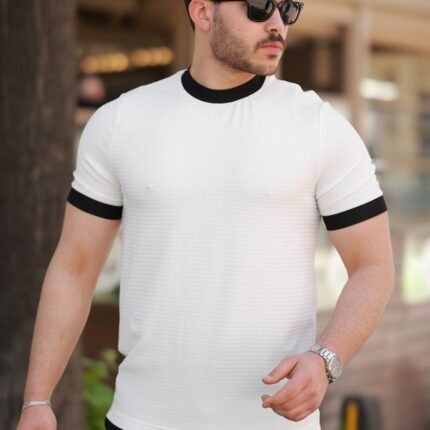 Erkek Bisiklet Yaka örme Pamuklu Kumaş Kısa Kollu Tshirt