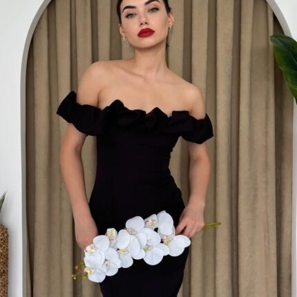 Popi Madonna Yaka Kalem Elbise