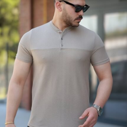 Erkek Hakim Yakalı Kısa Kollu Pamuklu Tshirt