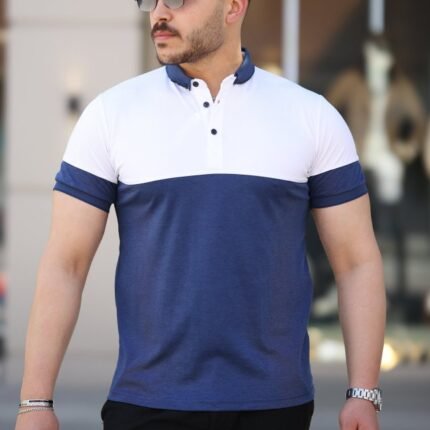 Erkek Yakalı çift Renk Kısa Kollu Tshirt