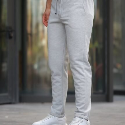 Erkek Beli Bağcıklı Duble Paça örme Pamuklu Kumaş Jogger Pantolon