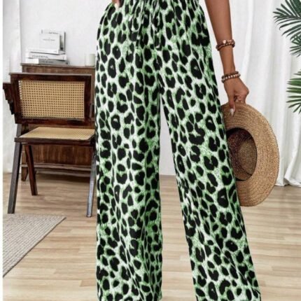 Kadın Süprem Kumaş Beli Lastikli Leopar Desen Pantolon