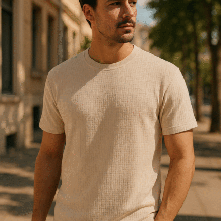 Erkek Kısa Kollu Zigzag Desenli Tshirt