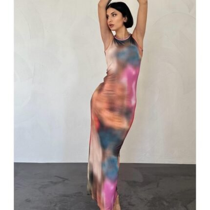 Renkli Batik Desenli Elbise