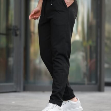 Erkek Beli Bağcıklı Duble Paça örme Pamuklu Kumaş Jogger Pantolon