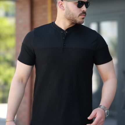Erkek Hakim Yakalı Kısa Kollu Pamuklu Tshirt