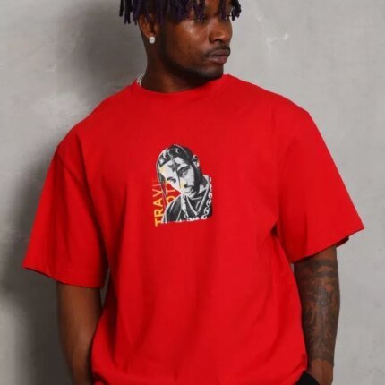 Unisex Oversize Baskılı Bisiklet Yaka T-Shirt