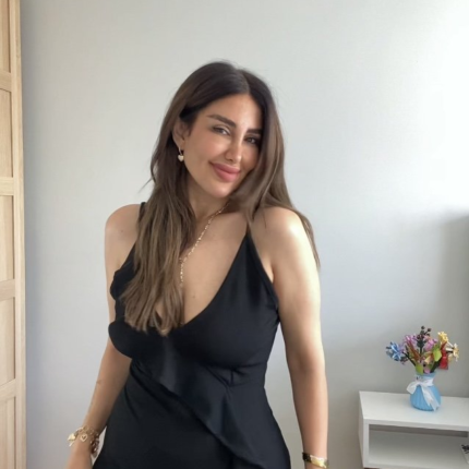 Kadın Ip Askılı Dekolteli Yırtmaç Detay Krep Elbise