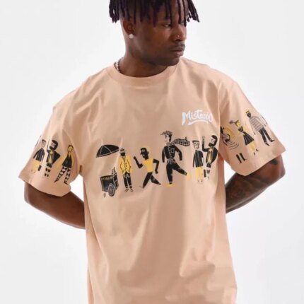 Unisex Bisiklet Yaka Baskılı Oversize T-Shirt
