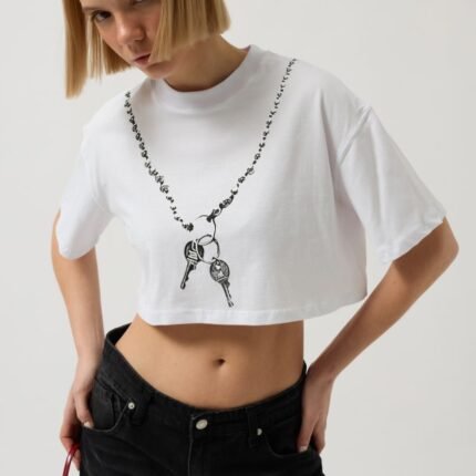 Baskılı Crop T-Shirt