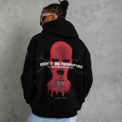 Erkek Maske Baskılı Kapüşonlu Sweat