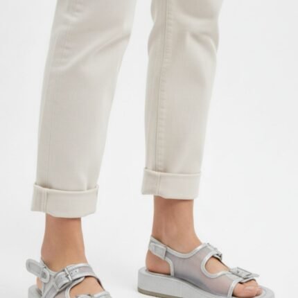 Sinna Gümüş Cilt Tül Detaylı Sandalet