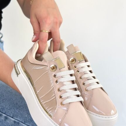 Hley Bej Rugan Paraşüt Detaylı Bağcıklı Spor Ayakkabı