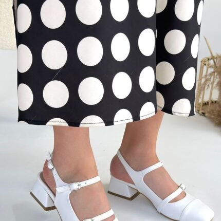 Doran Beyaz Cilt Topuklu Ayakkabı