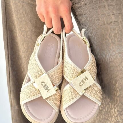 Cate Bej Hasır Cilt Sandalet