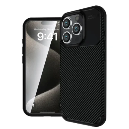 İphone 16 Pro Max Kılıf Auto Focus Karbon Kapak - Siyah