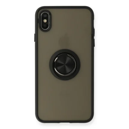 İphone Xs Max Kılıf Montreal Yüzüklü Silikon Kapak - Siyah