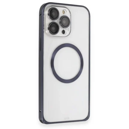 Joko İphone 15 Pro Kılıf Metal Bumper Magneticsafe Kapak - Lacivert