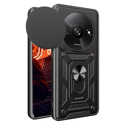 Newface Xiaomi Redmi A3 4g Kılıf Pars Lens Yüzüklü Silikon - Siyah