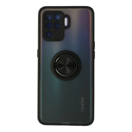 Oppo Reno 5 Lite Kılıf Montreal Yüzüklü Silikon Kapak - Siyah