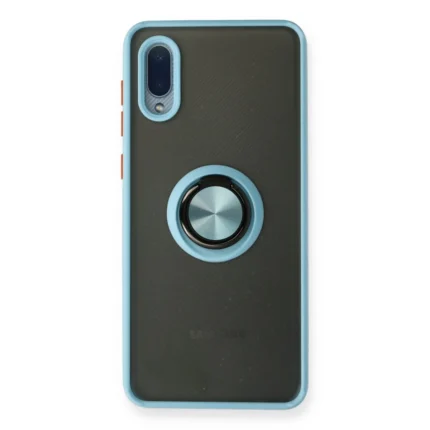 Samsung Galaxy A02 Kılıf Montreal Yüzüklü Silikon Kapak - Buz Mavi