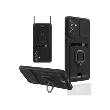 Samsung Galaxy A04s Kılıf Zuma Kartvizitli Yüzüklü Silikon - Siyah