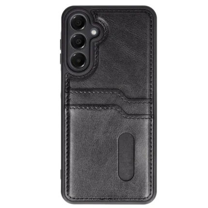 Samsung Galaxy A36 Kılıf Sara Kartvizitli Deri Kılıf - Siyah