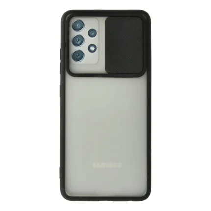 Samsung Galaxy A52 Kılıf Palm Buzlu Kamera Sürgülü Silikon - Siyah