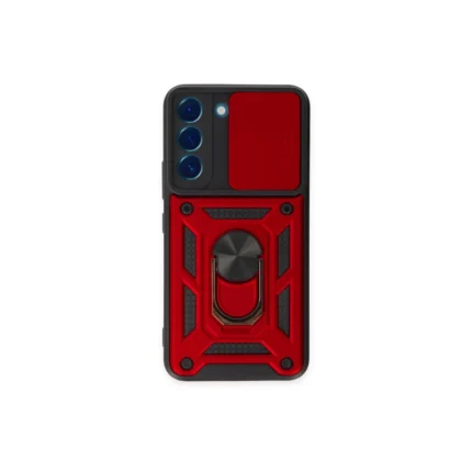 Samsung Galaxy S24 Kılıf Pars Lens Yüzüklü Silikon - Kırmızı