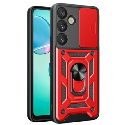 Samsung Galaxy S25 Fe Pars Lens Yüzüklü Silikon - Kırmızı