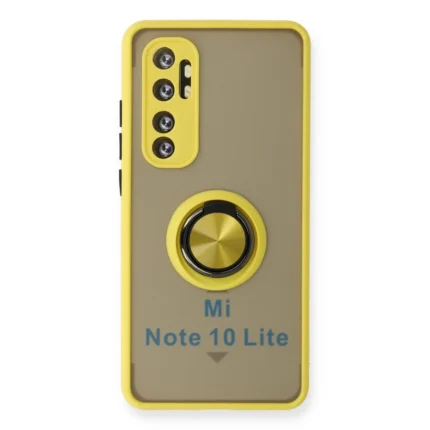 Xiaomi Mi Note 10 Lite Kılıf Montreal Yüzüklü Silikon Kapak - Sarı