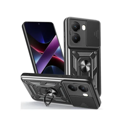 Xiaomi Poco X7 Pro Kılıf Pars Lens Yüzüklü Silikon - Siyah