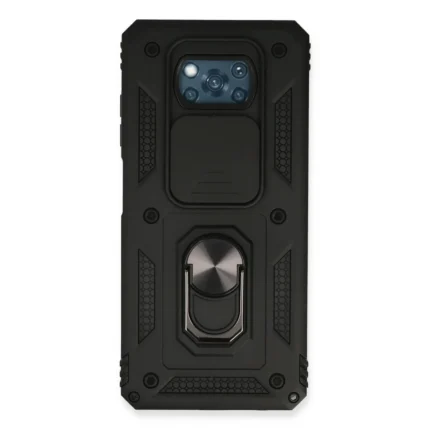 Xiaomi Pocophone X3 Kılıf Pars Lens Yüzüklü Silikon - Siyah