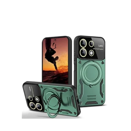 Xiaomi Redmi 13 4g Kılıf Joy Lens Standlı Kapak - Koyu Yeşil