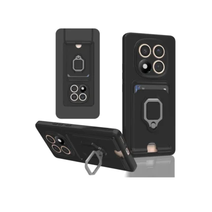 Xiaomi Redmi Note 14 Pro 5g Kılıf Zuma Kartvizitli Yüzüklü Silikon - Siyah