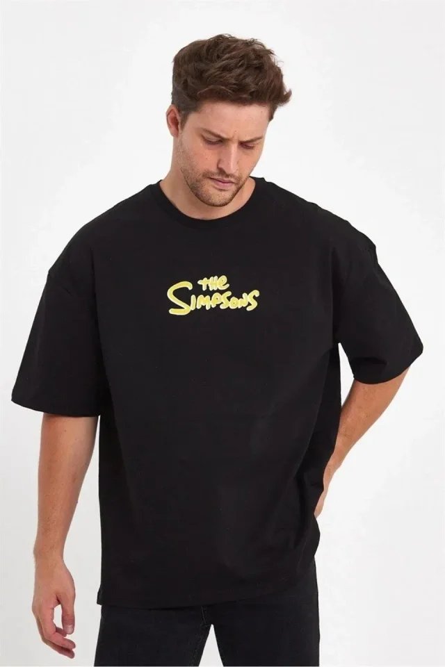 Erkek Sırt Baskılı Bisiklet Yaka Oversize T-shirt