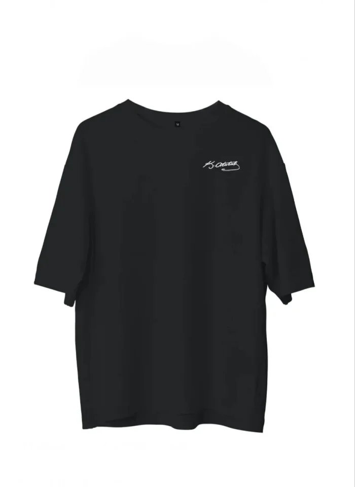 Unisex Bisiklet Yaka Baskılı Oversize T-Shirt